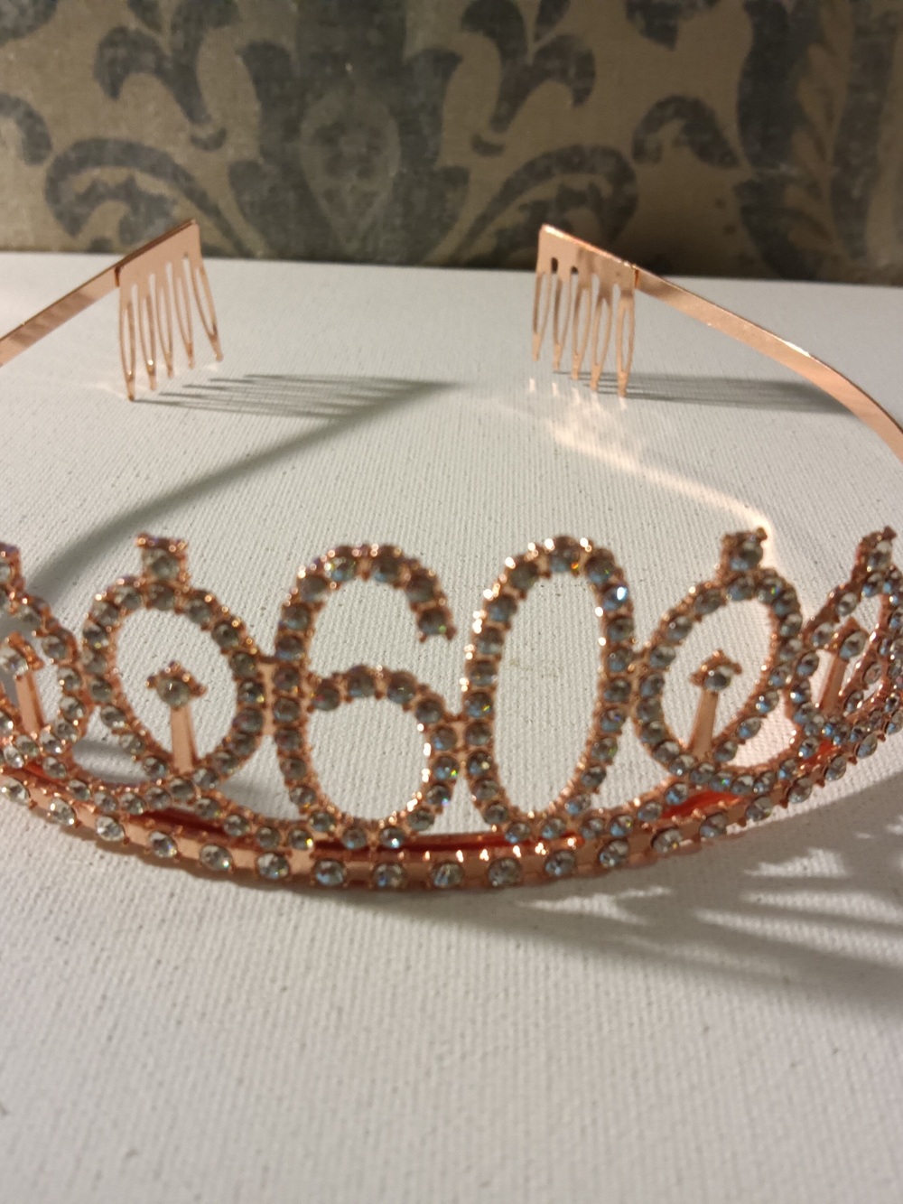 Rose Gold 60th Birthday Rhinestone Tiara Crown